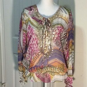 Sequin Multi Color Top, Size L